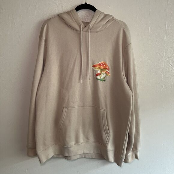 H&M Other - H&M Beige Hoodie with Mushroom Design